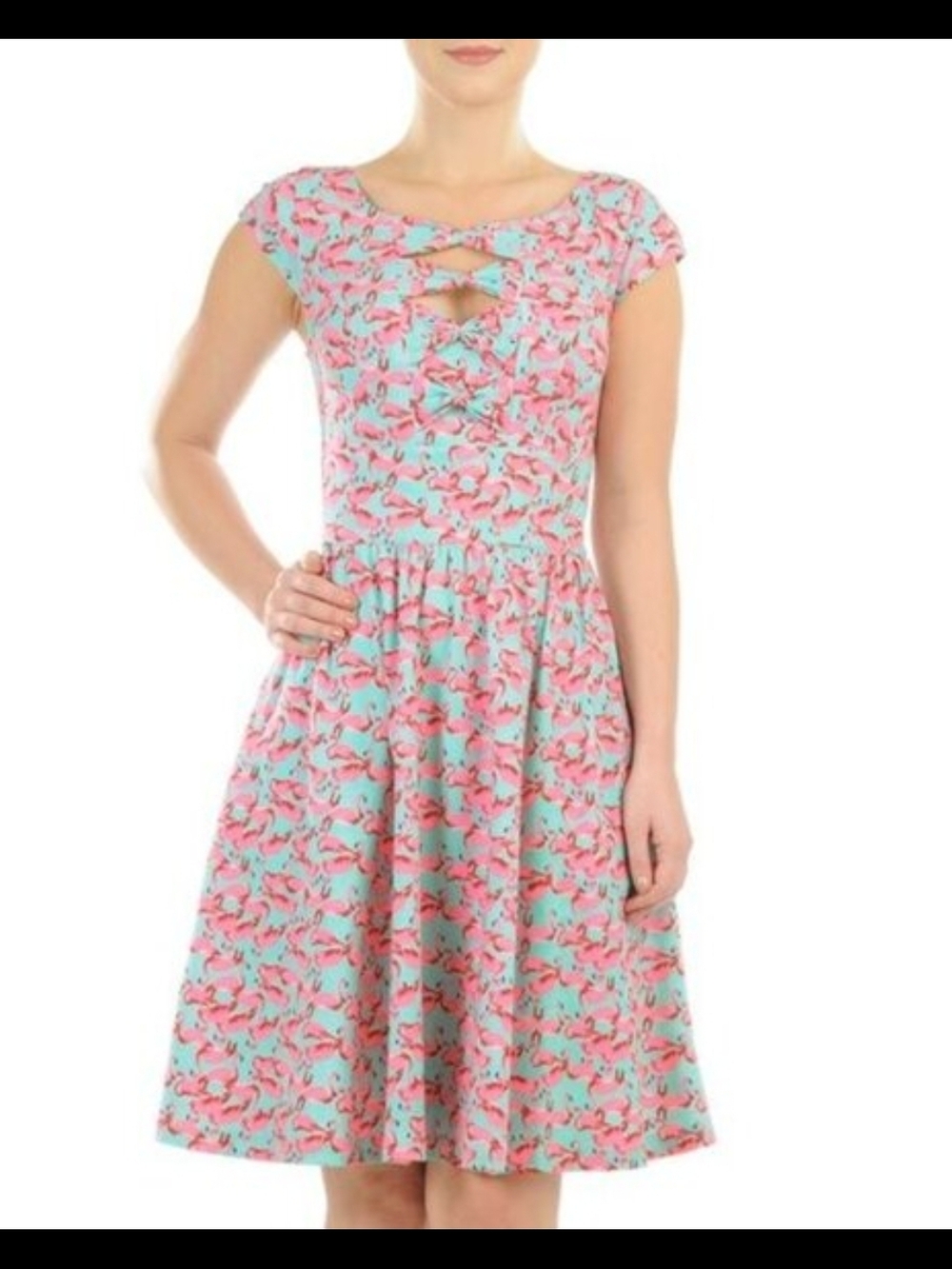 eshakti Flamingo Fit-and-Flare Midi Dress